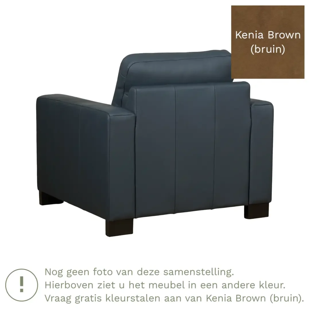 afbeelding van Leren fauteuil Energy - Kenia Brown (bruin) - Poten hout bruin