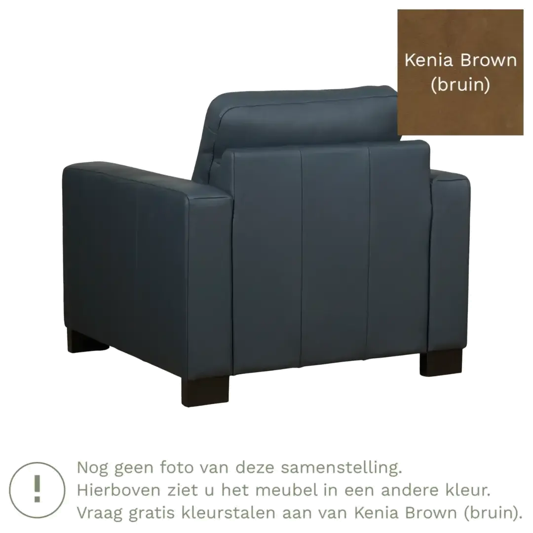 afbeelding van Leren fauteuil Energy - Kenia Brown (bruin) - Poten hout zwart