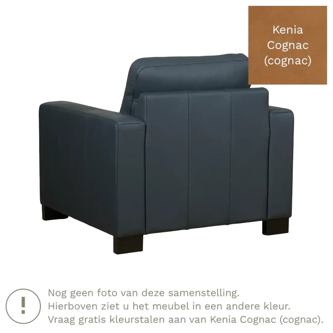 afbeelding van Leren fauteuil Energy - Kenia Cognac (cognac) - Poten hout zwart