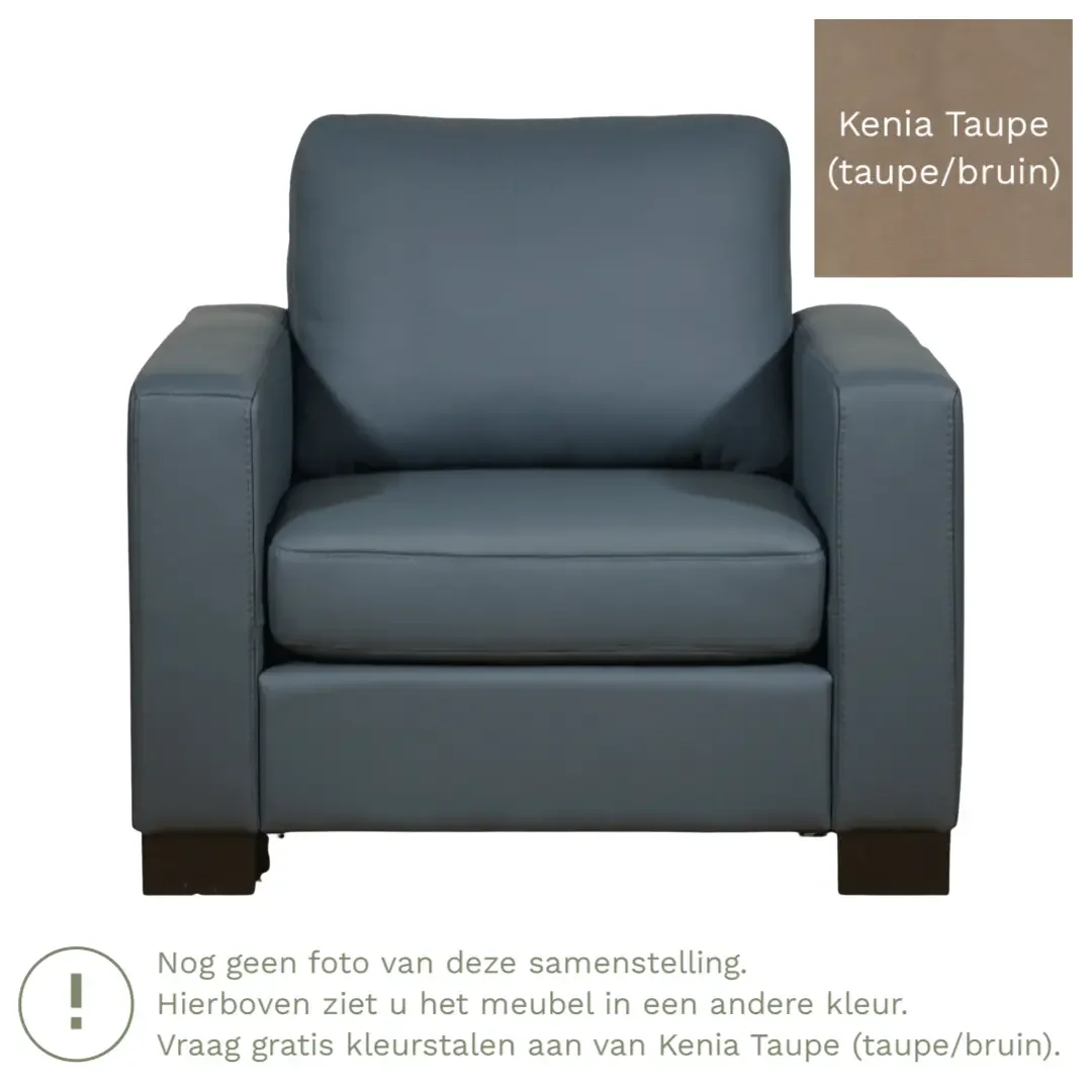 afbeelding van Leren fauteuil Energy - Kenia Taupe (taupe/bruin) - Poten hout bruin