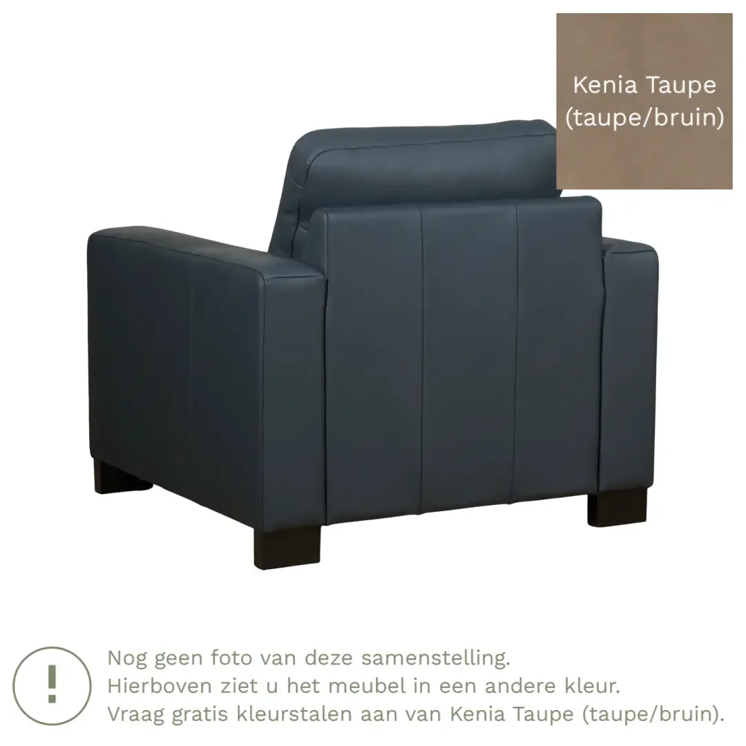 afbeelding van Leren fauteuil Energy - Kenia Taupe (taupe/bruin) - Poten hout bruin