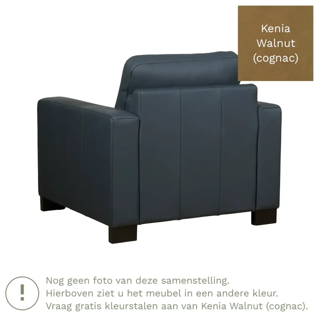 afbeelding van Leren fauteuil Energy - Kenia Walnut (cognac) - Poten hout bruin