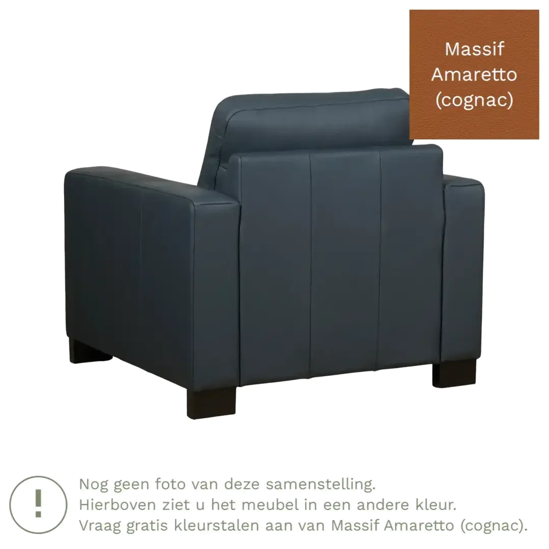 afbeelding van Leren fauteuil Energy - Massif Amaretto (cognac) - Poten hout zwart