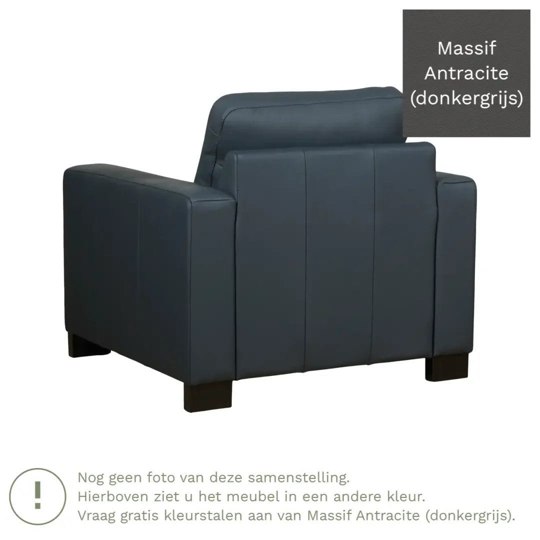 afbeelding van Leren fauteuil Energy - Massif Antracite (donkergrijs) - Poten hout zwart