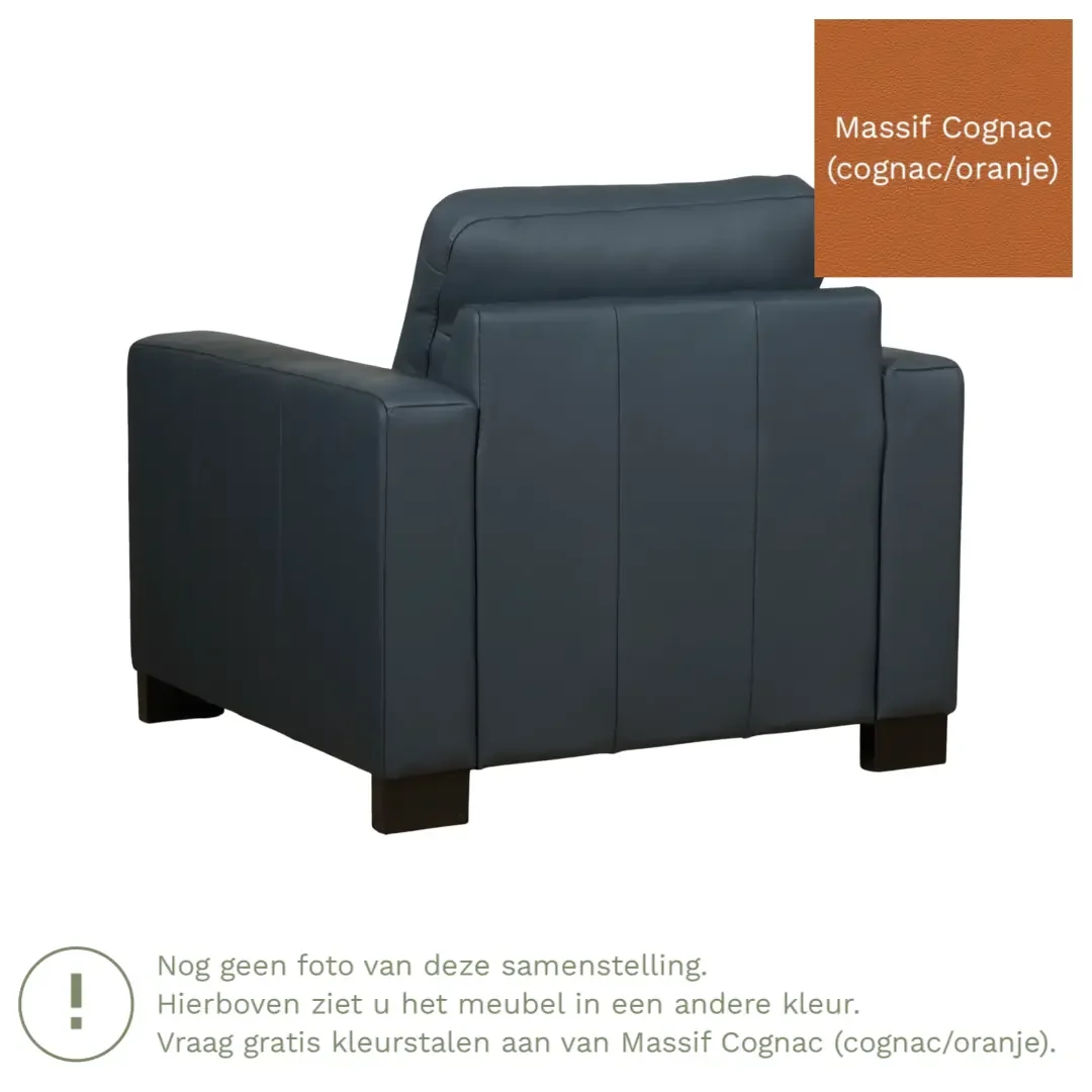 afbeelding van Leren fauteuil Energy - Massif Cognac (cognac/oranje) - Poten hout zwart