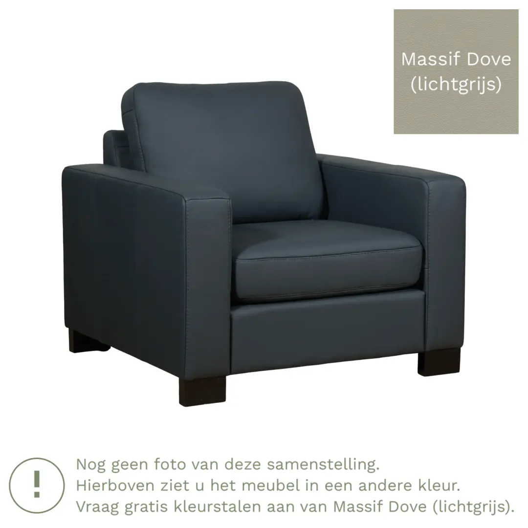 afbeelding van Leren fauteuil Energy - Massif Dove (lichtgrijs) - Poten hout bruin