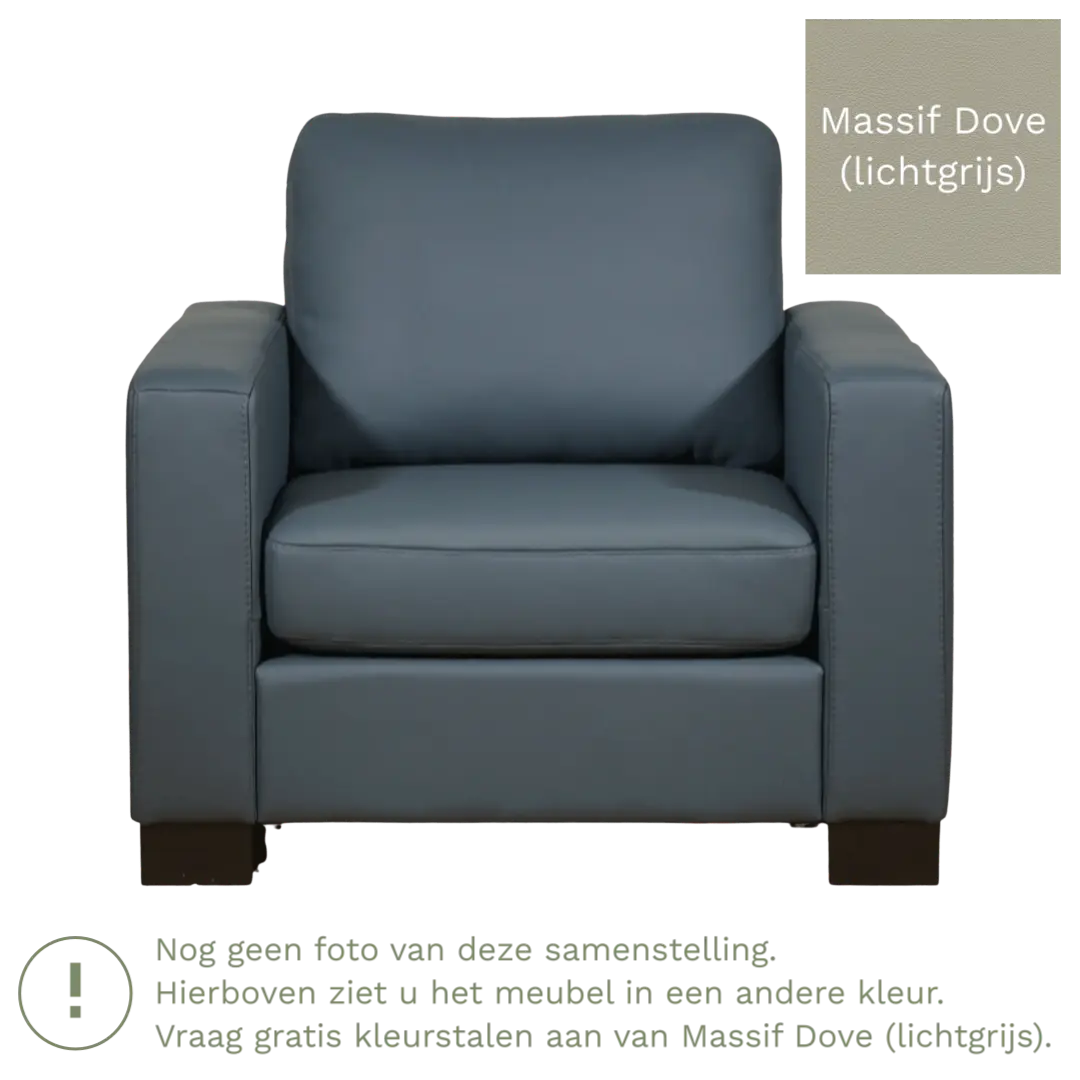 afbeelding van Leren fauteuil Energy - Massif Dove (lichtgrijs) - Poten hout bruin