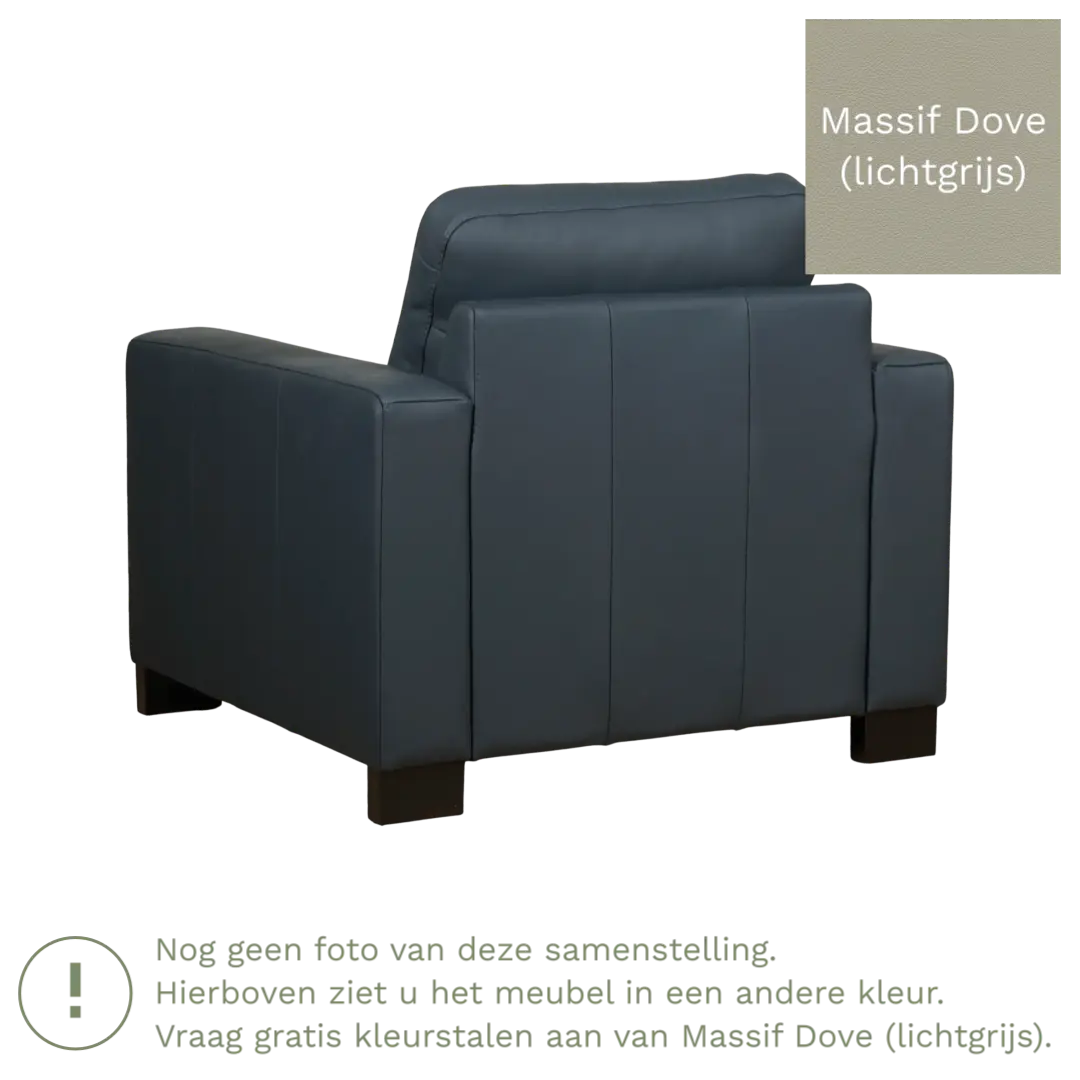 afbeelding van Leren fauteuil Energy - Massif Dove (lichtgrijs) - Poten hout bruin