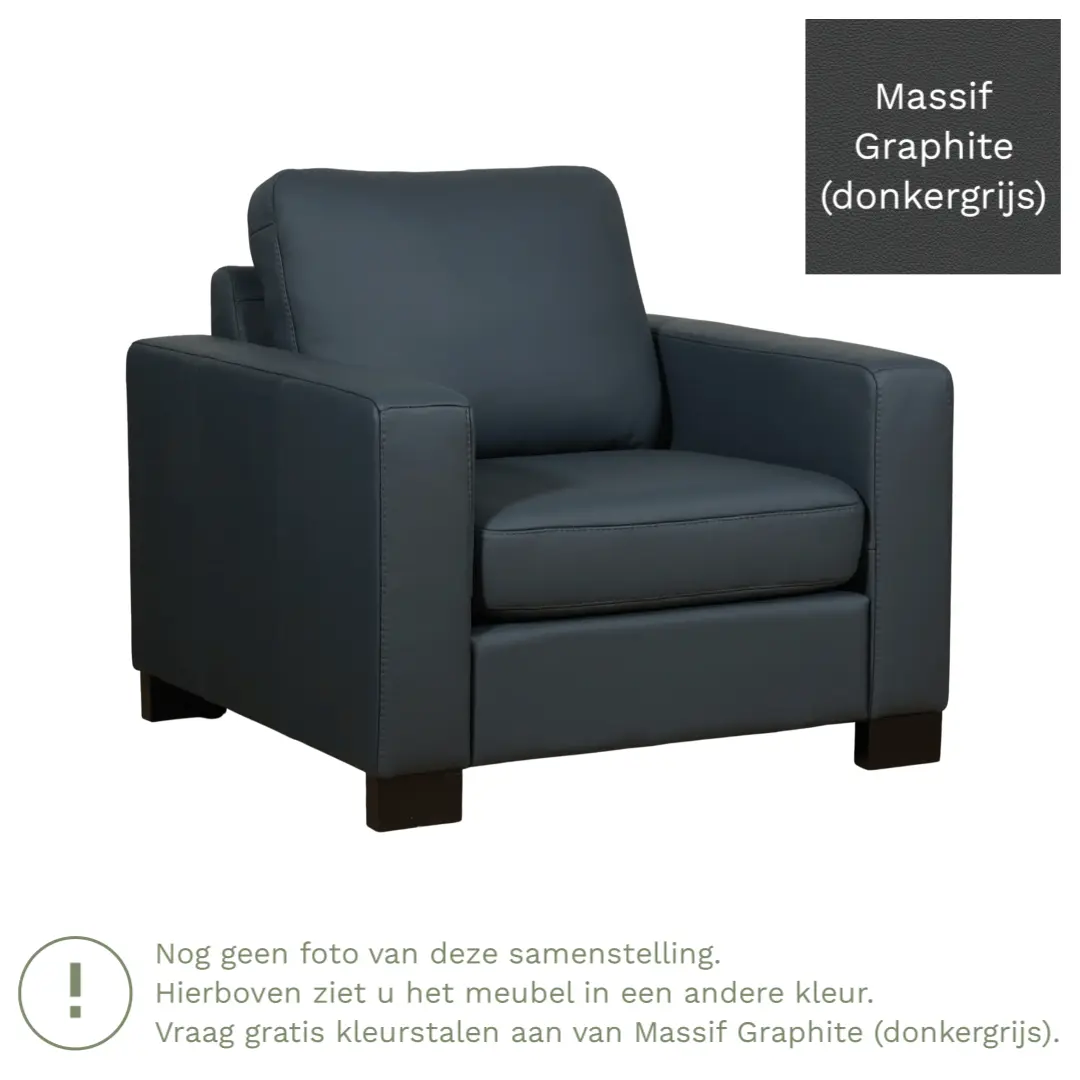afbeelding van Leren fauteuil Energy - Massif Graphite (donkergrijs) - Poten hout zwart