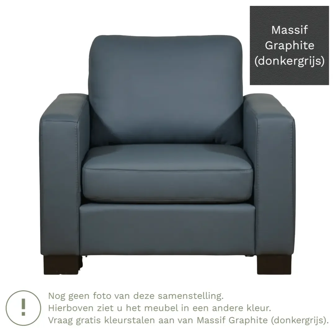 afbeelding van Leren fauteuil Energy - Massif Graphite (donkergrijs) - Poten hout zwart