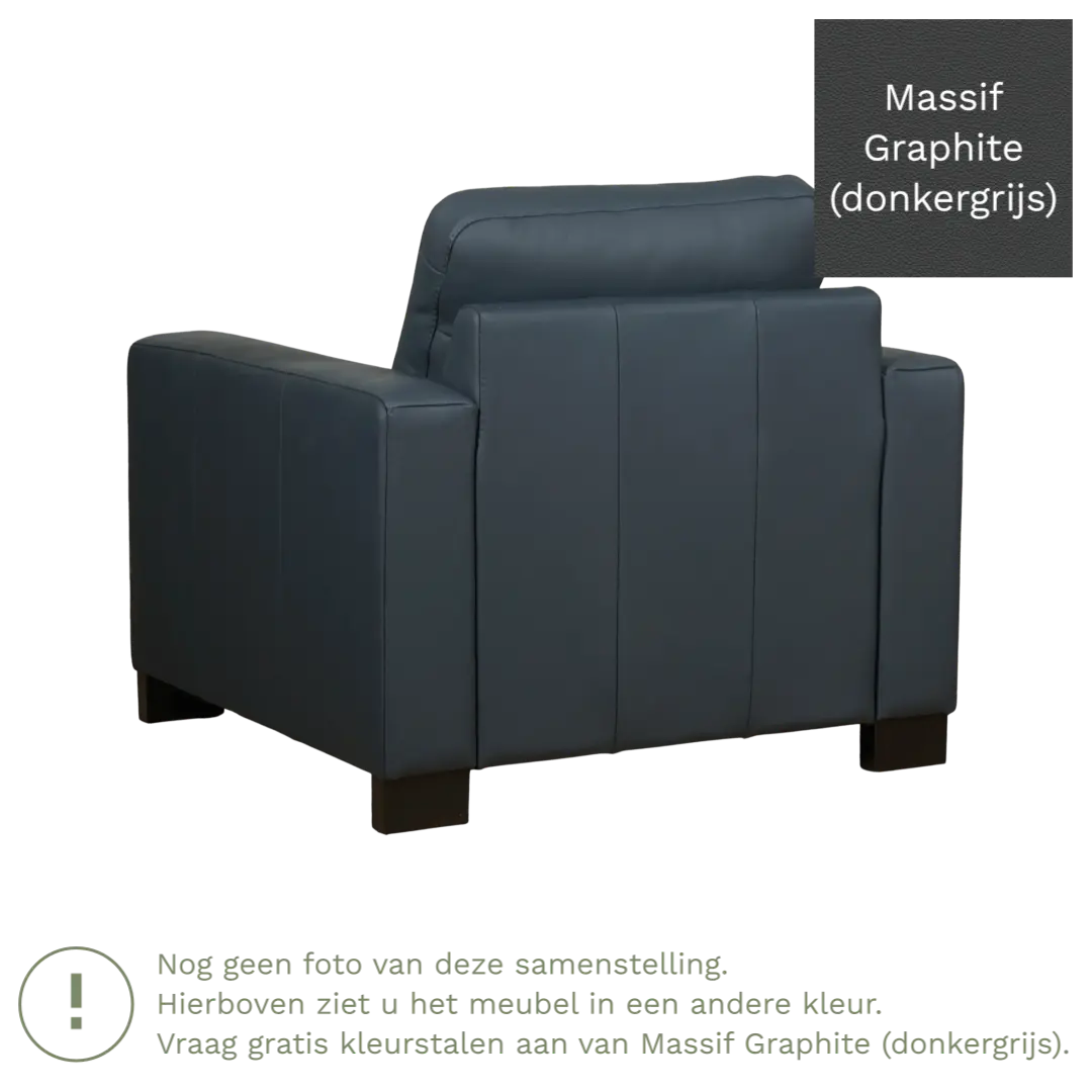 afbeelding van Leren fauteuil Energy - Massif Graphite (donkergrijs) - Poten hout zwart