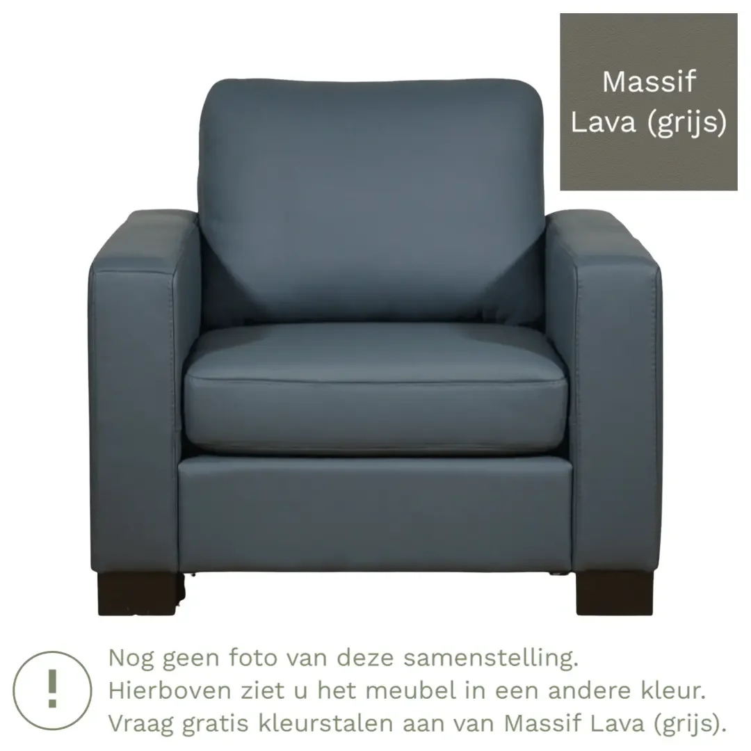 afbeelding van Leren fauteuil Energy - Massif Lava (grijs) - Poten hout zwart