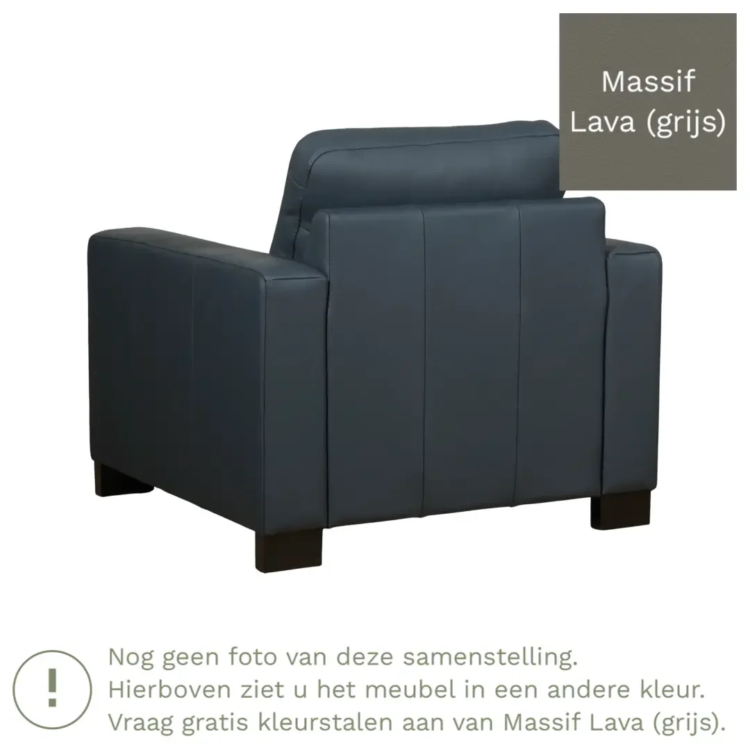 afbeelding van Leren fauteuil Energy - Massif Lava (grijs) - Poten hout zwart