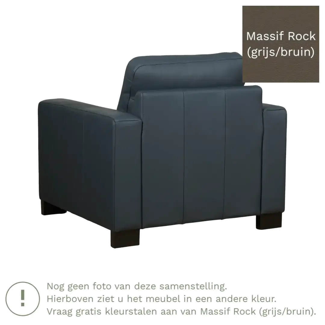 afbeelding van Leren fauteuil Energy - Massif Rock (grijs/bruin) - Poten hout zwart