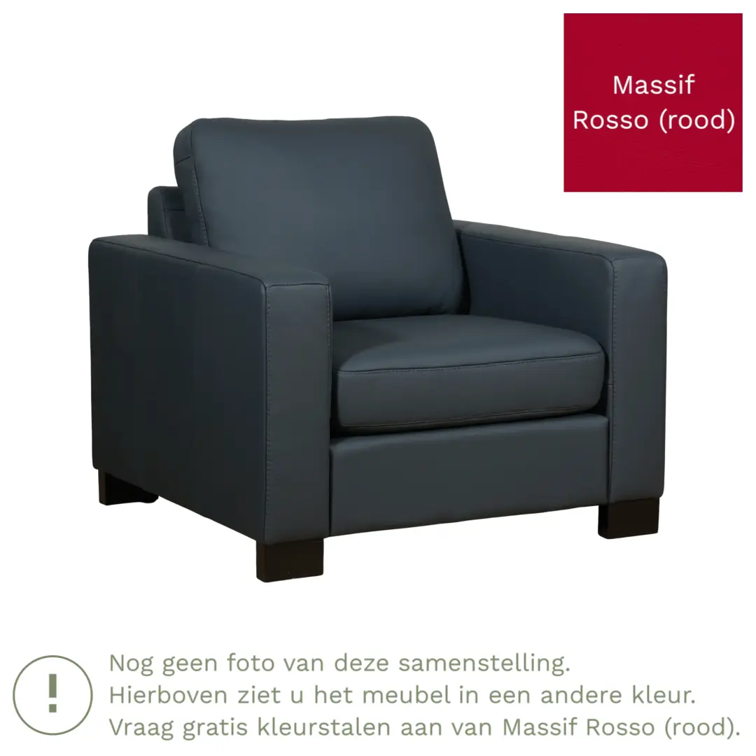 afbeelding van Leren fauteuil Energy - Massif Rosso (rood) - Poten hout bruin
