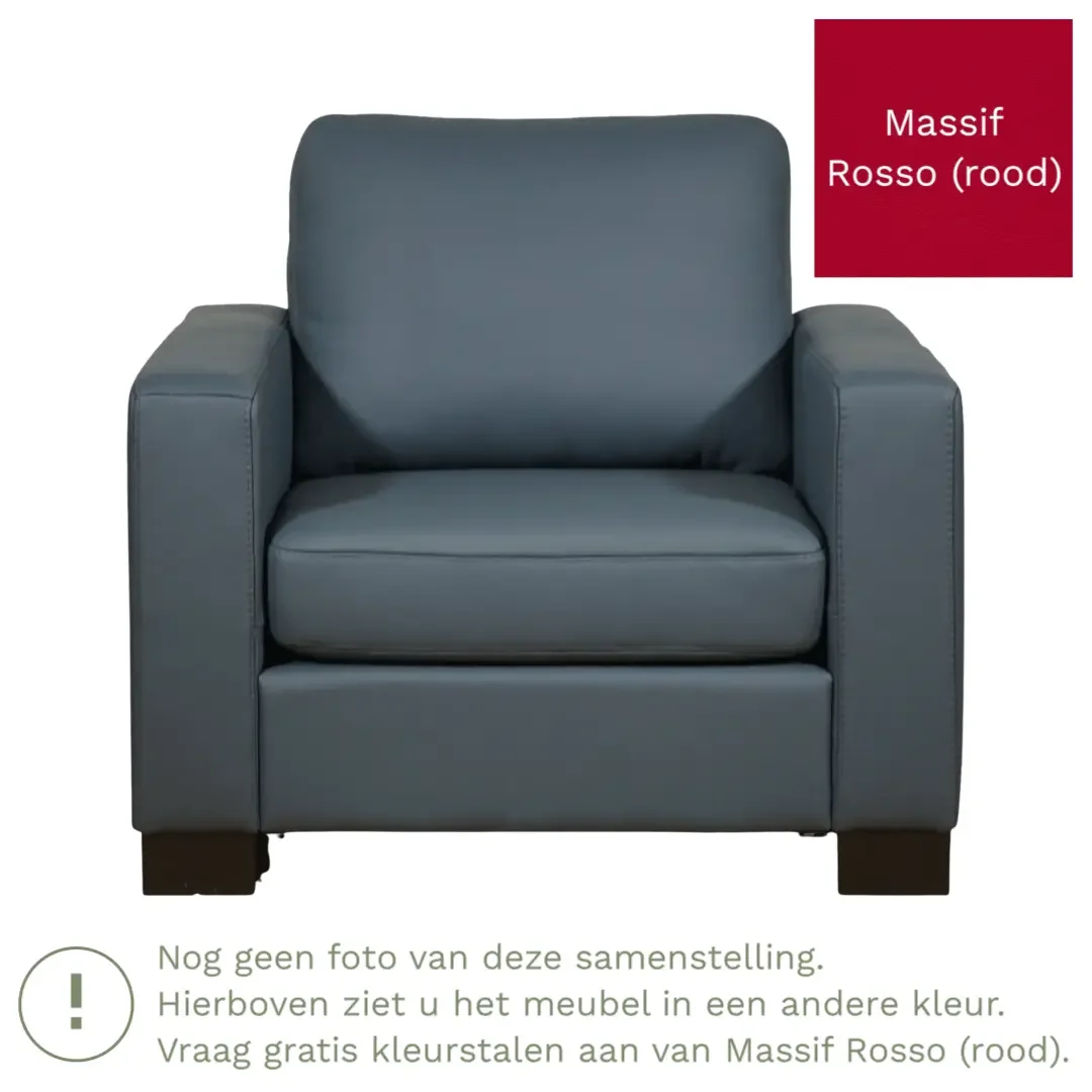 afbeelding van Leren fauteuil Energy - Massif Rosso (rood) - Poten hout bruin