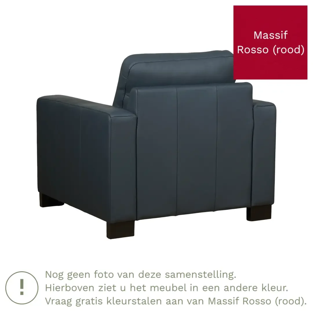afbeelding van Leren fauteuil Energy - Massif Rosso (rood) - Poten hout bruin