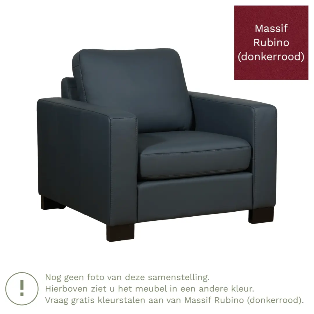 afbeelding van Leren fauteuil Energy - Massif Rubino (donkerrood) - Poten hout zwart