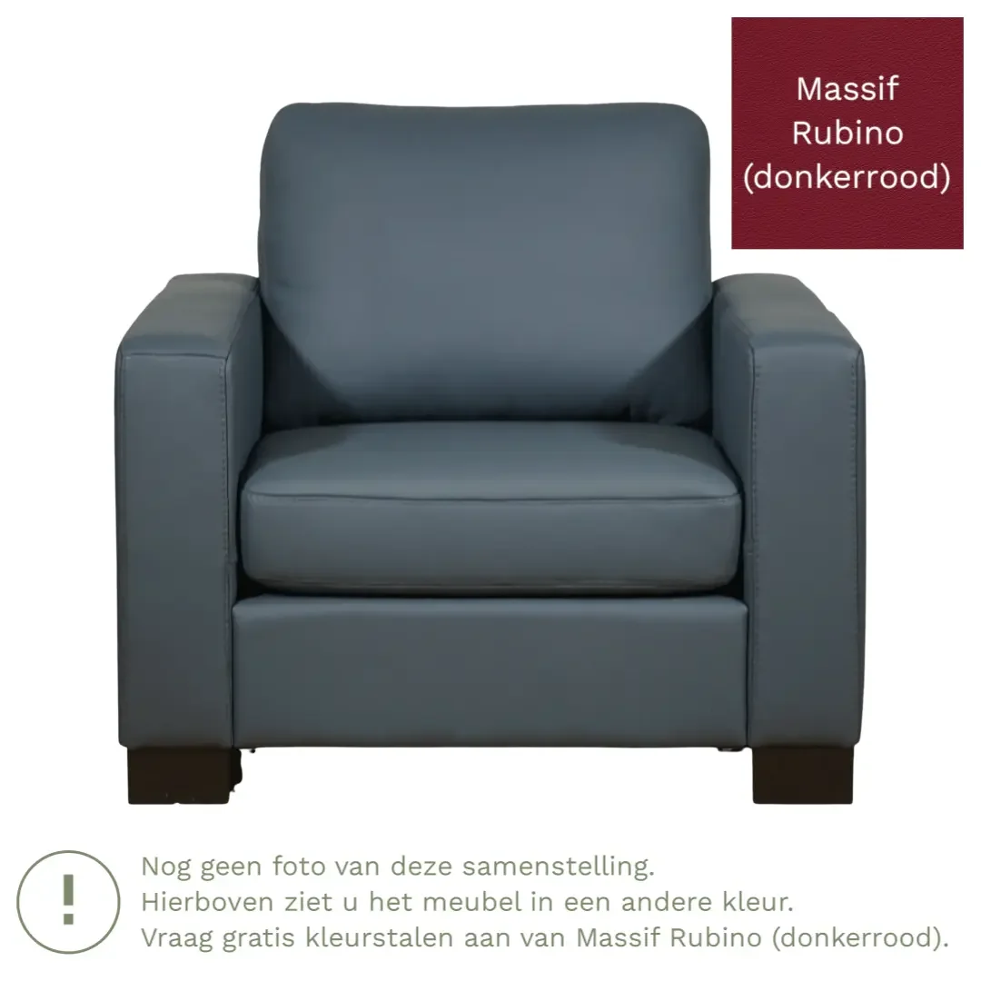 afbeelding van Leren fauteuil Energy - Massif Rubino (donkerrood) - Poten hout zwart