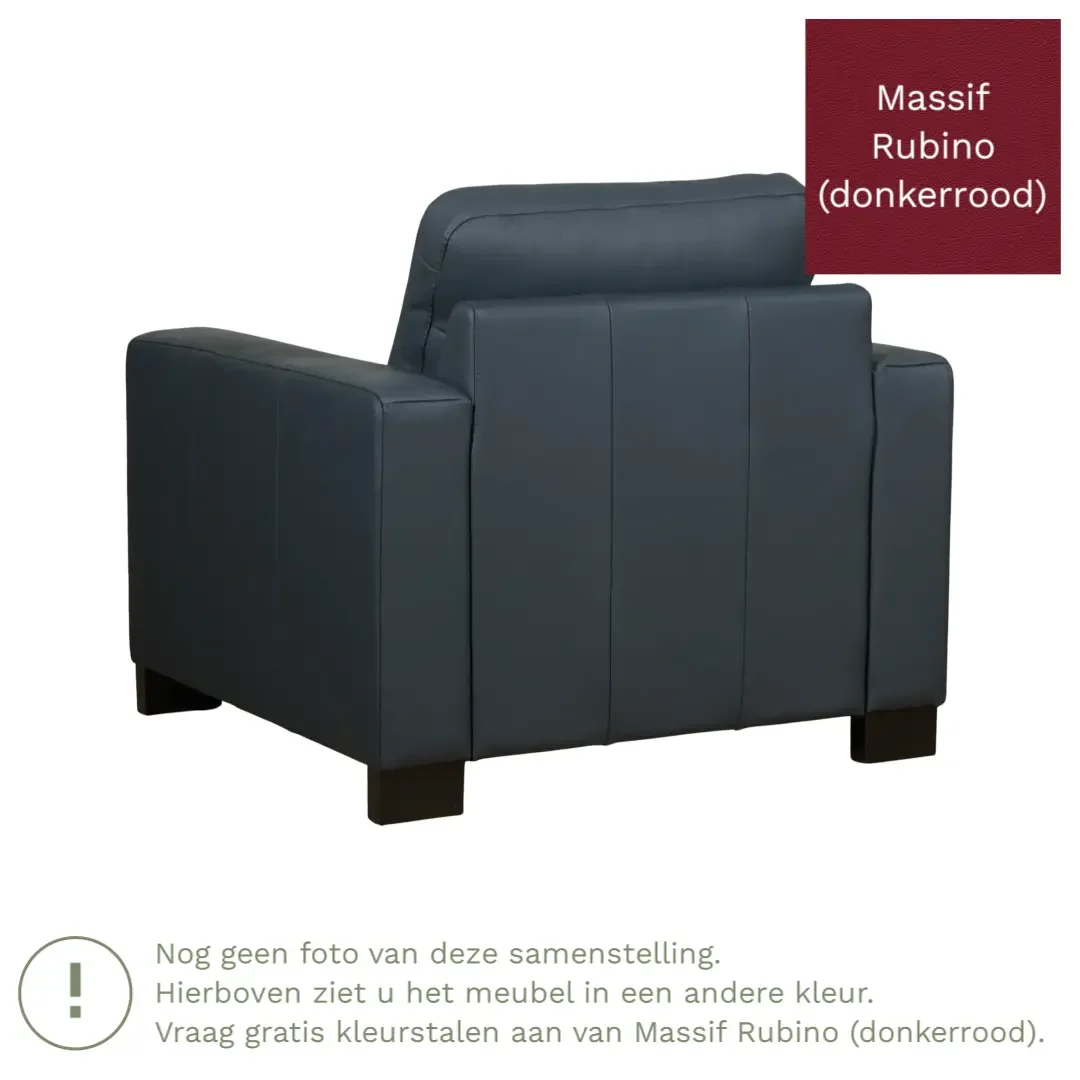 afbeelding van Leren fauteuil Energy - Massif Rubino (donkerrood) - Poten hout zwart