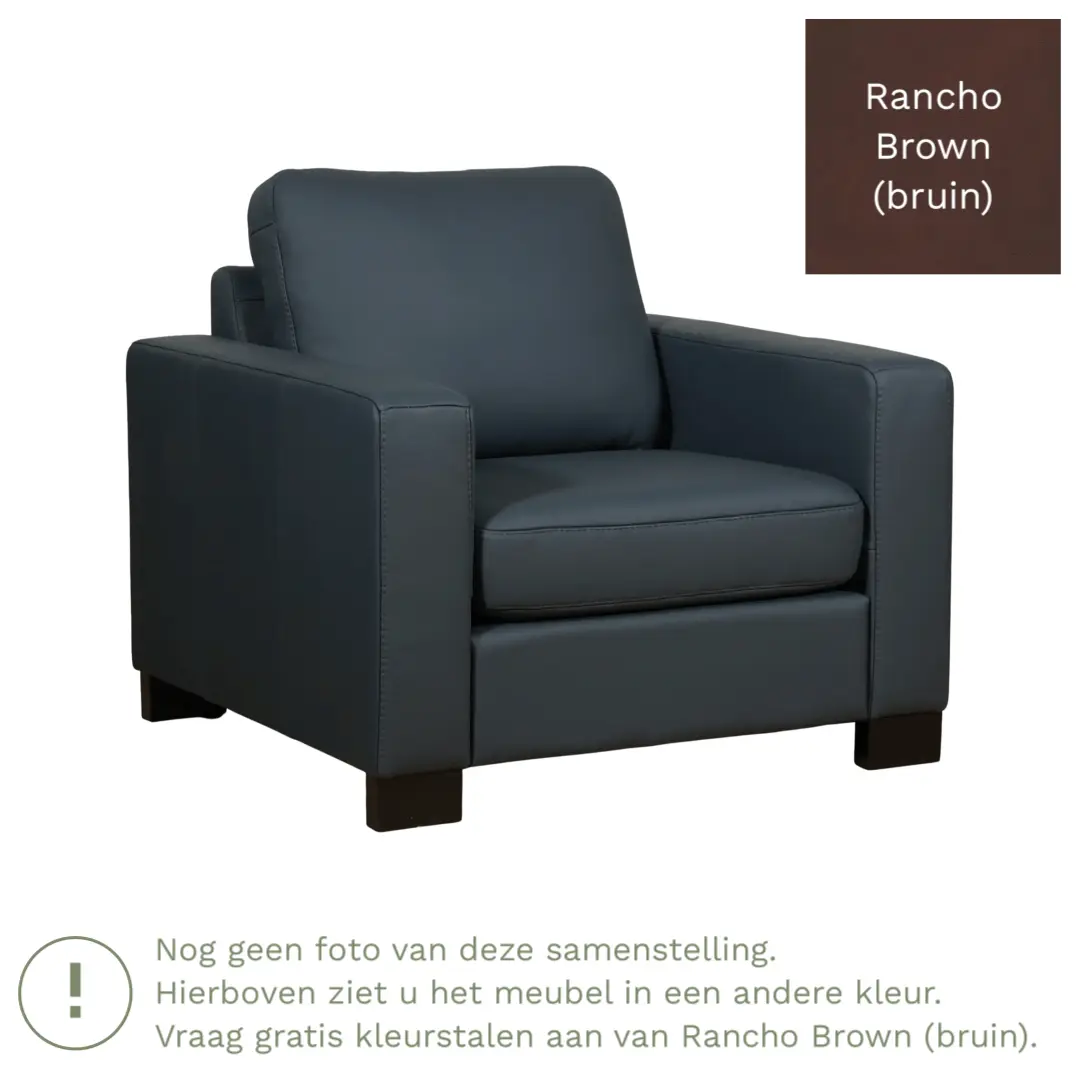 afbeelding van Leren fauteuil Energy - Rancho Brown (bruin) - Poten hout bruin