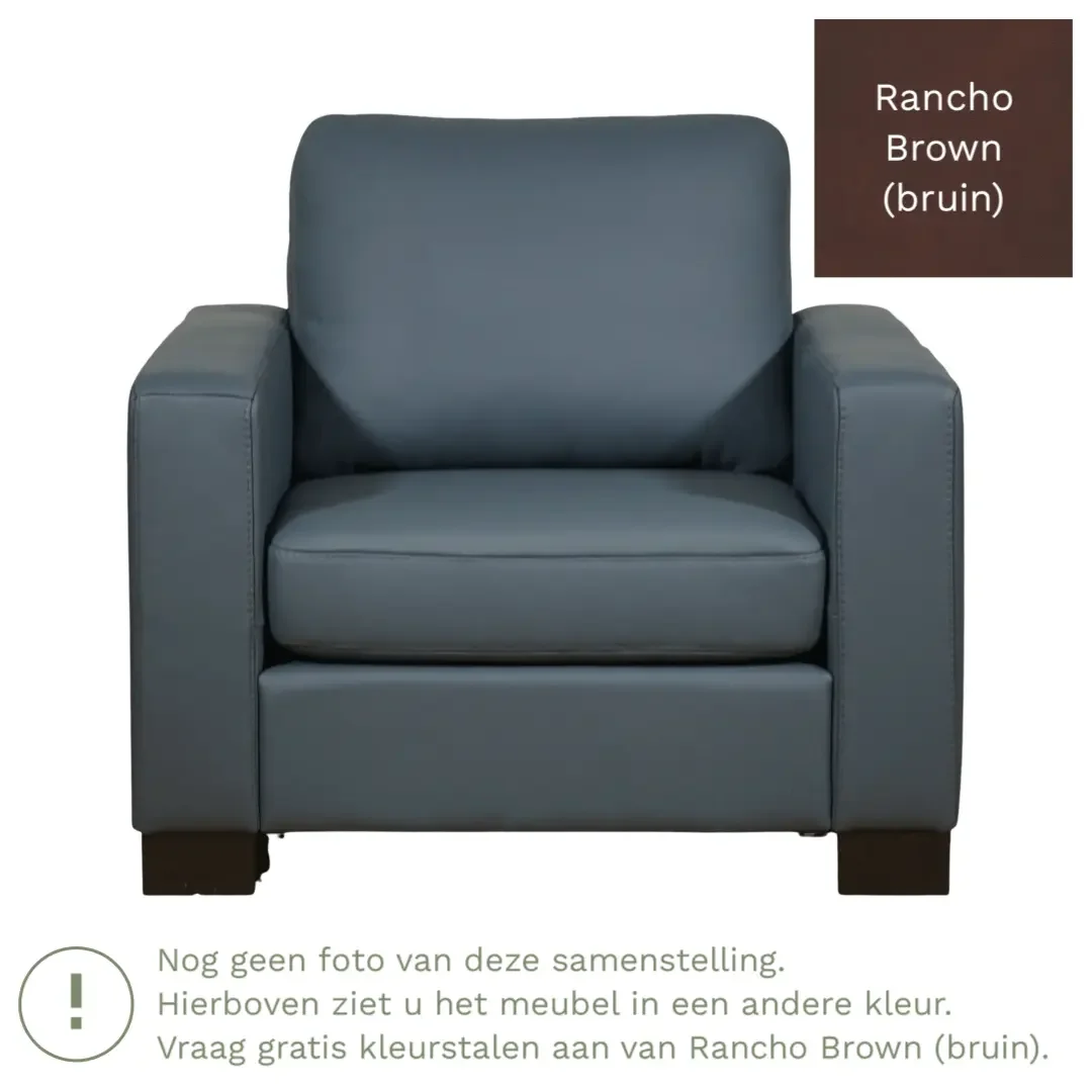 afbeelding van Leren fauteuil Energy - Rancho Brown (bruin) - Poten hout bruin