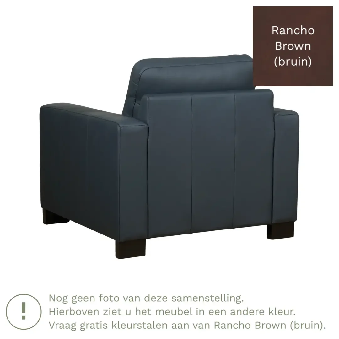 afbeelding van Leren fauteuil Energy - Rancho Brown (bruin) - Poten hout bruin