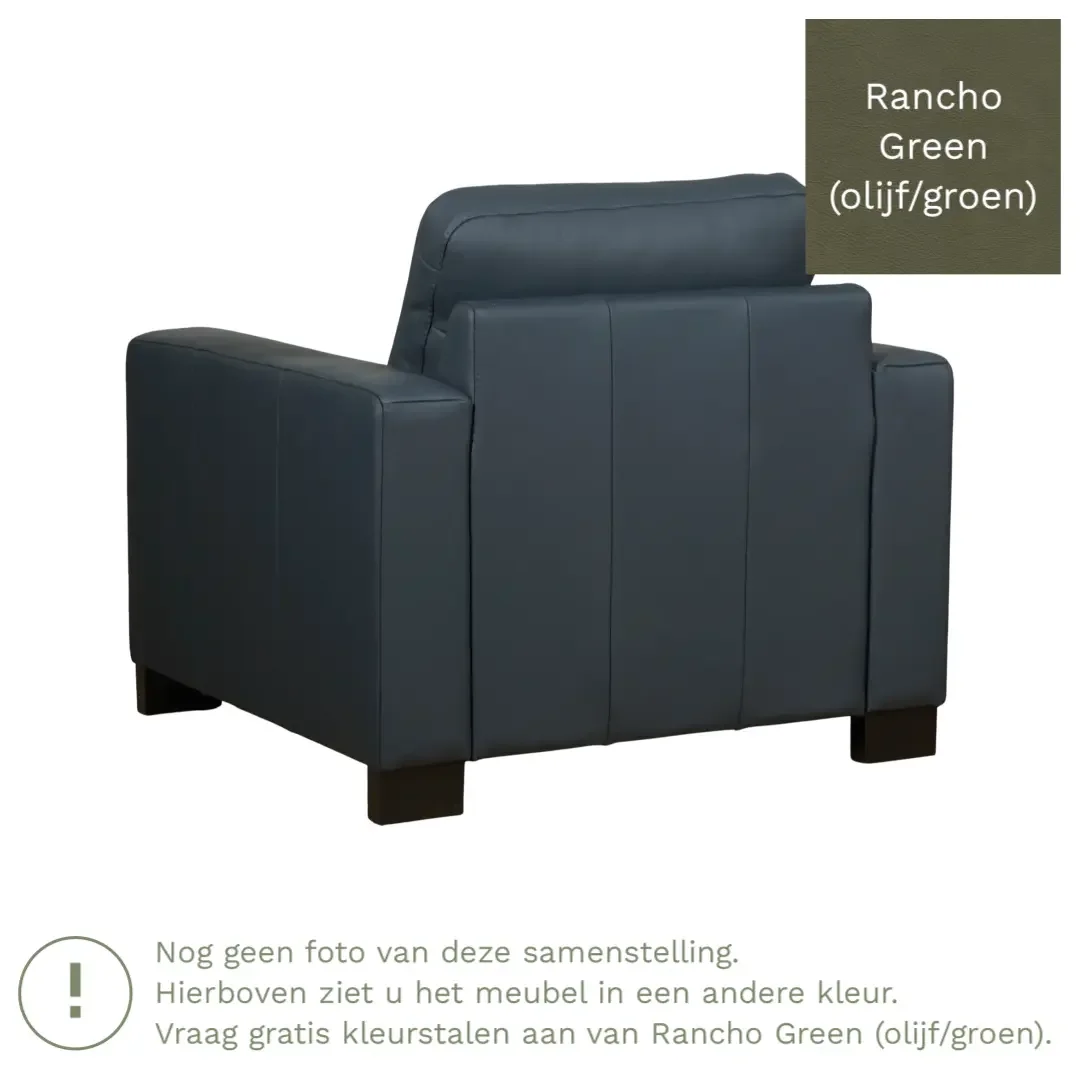 afbeelding van Leren fauteuil Energy - Rancho Green (olijf/groen) - Poten hout bruin