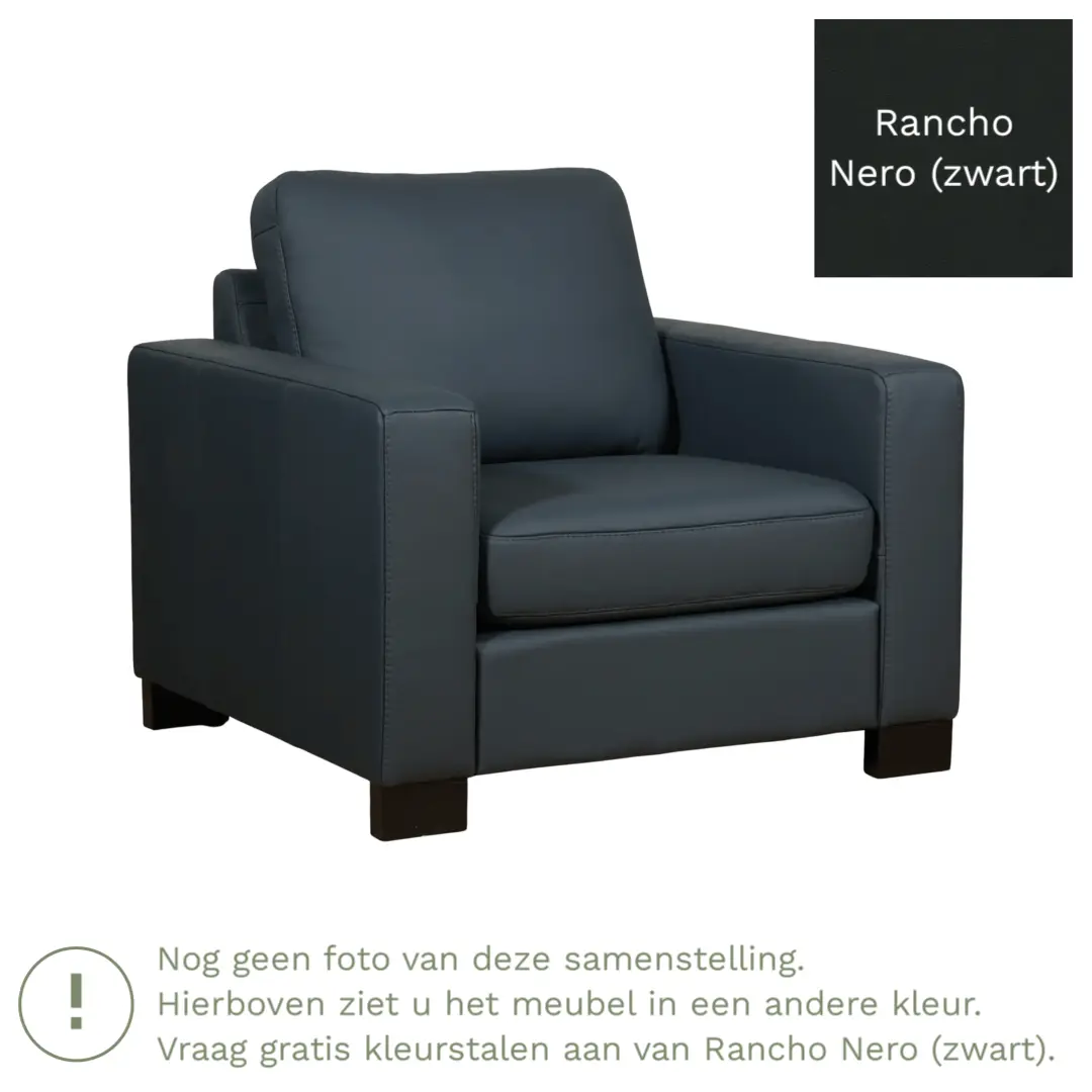 afbeelding van Leren fauteuil Energy - Rancho Nero (zwart) - Poten hout zwart