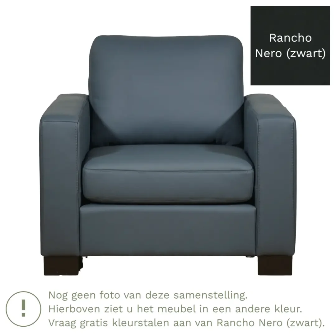 afbeelding van Leren fauteuil Energy - Rancho Nero (zwart) - Poten hout zwart