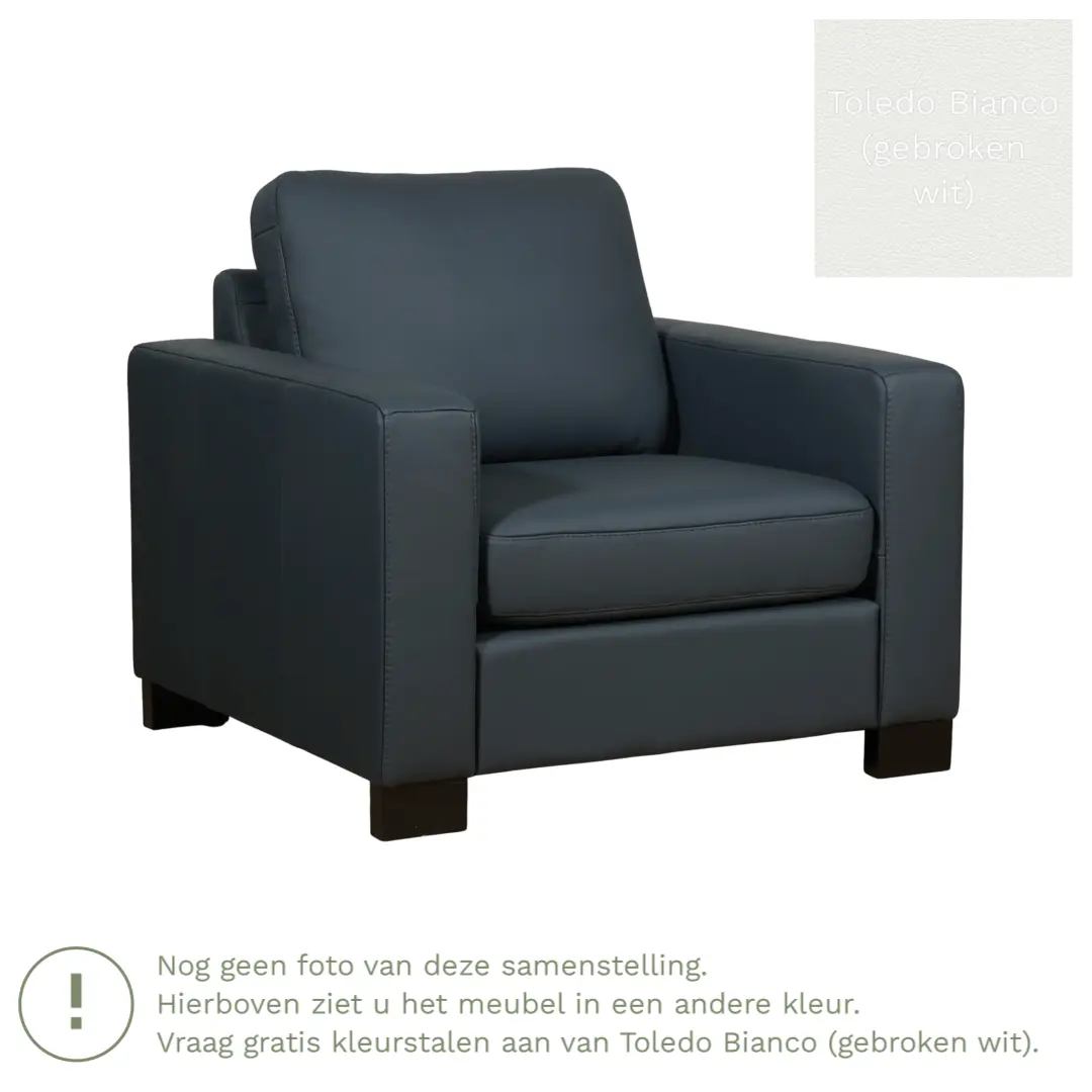 afbeelding van Leren fauteuil Energy - Toledo Bianco (gebroken wit) - Poten hout bruin