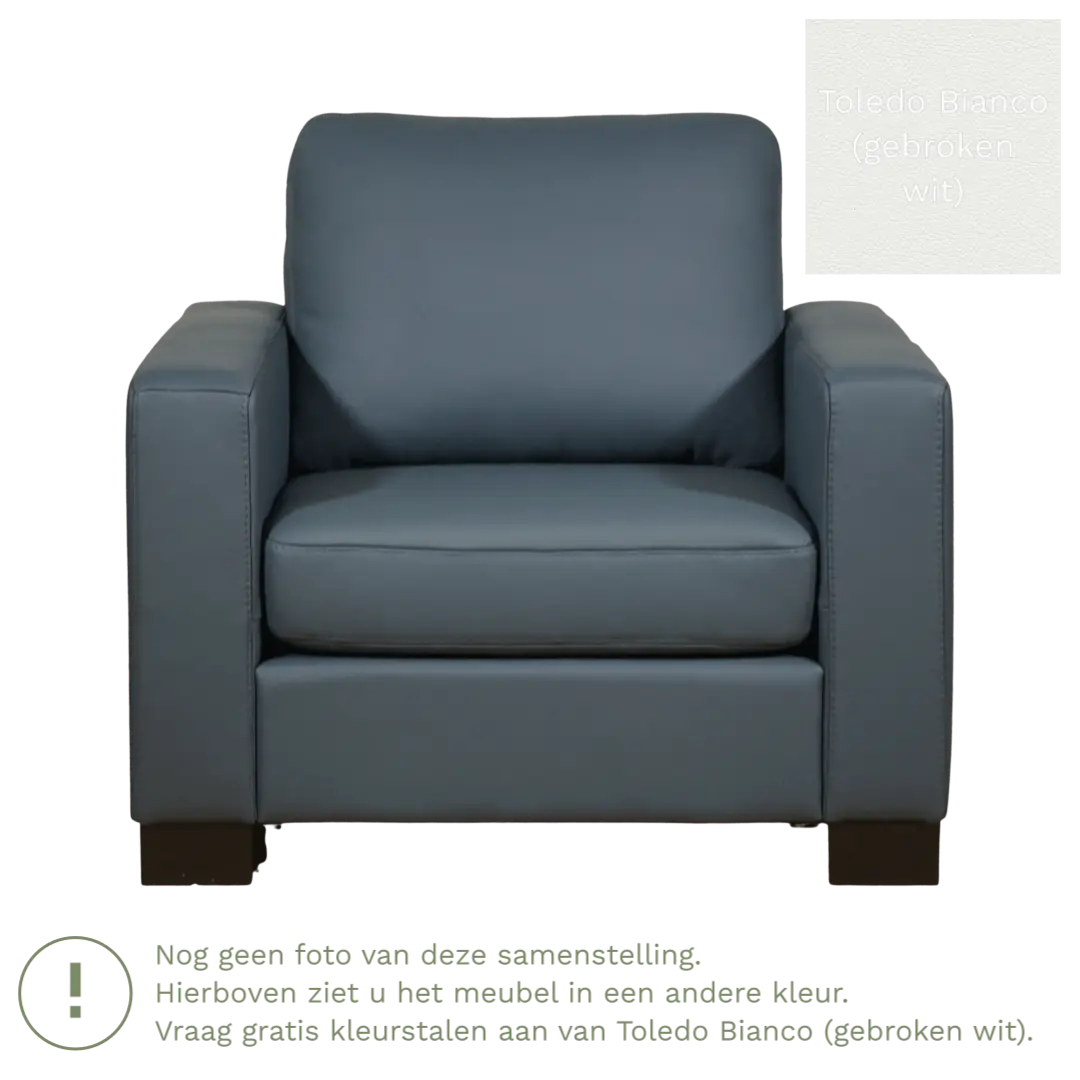 afbeelding van Leren fauteuil Energy - Toledo Bianco (gebroken wit) - Poten hout zwart