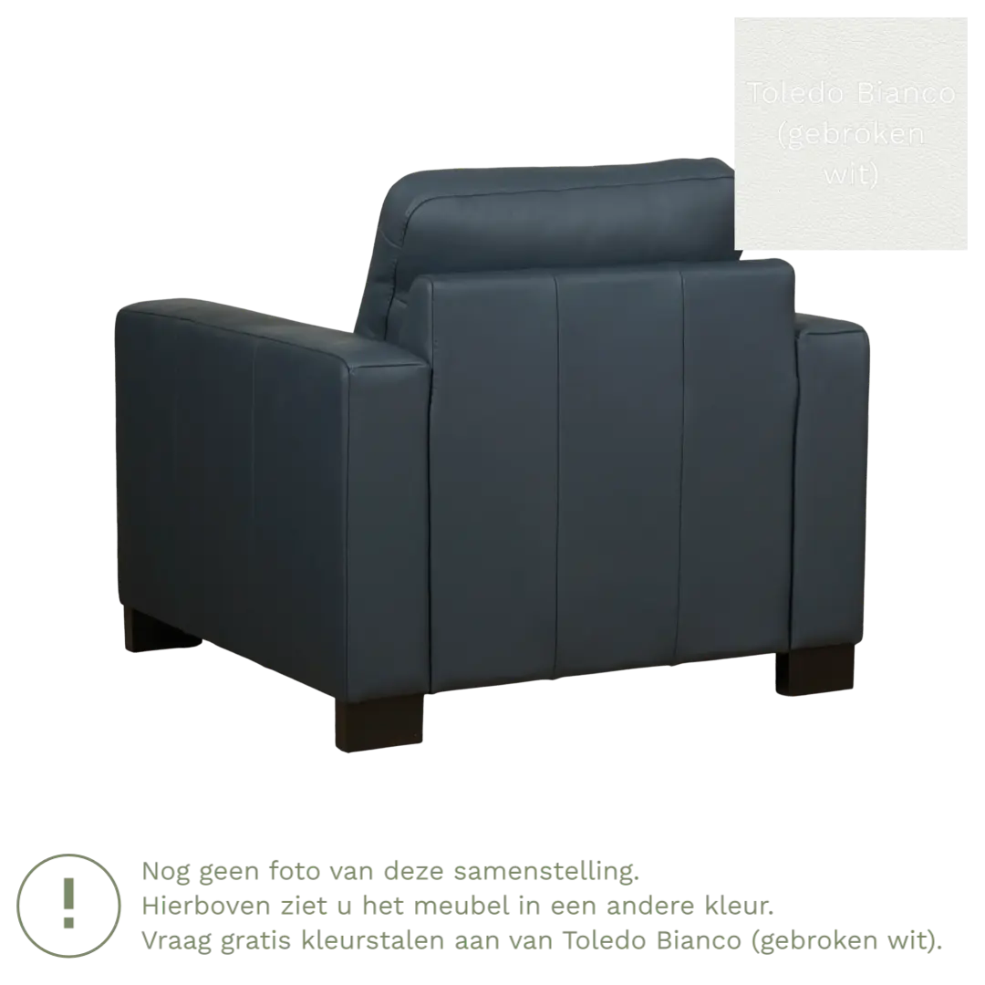 afbeelding van Leren fauteuil Energy - Toledo Bianco (gebroken wit) - Poten hout zwart