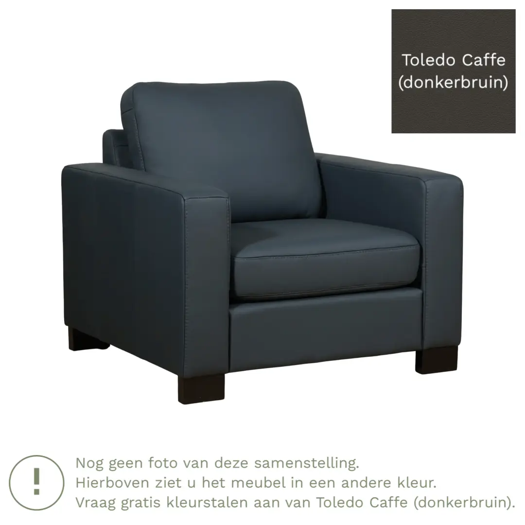 afbeelding van Leren fauteuil Energy - Toledo Caffe (donkerbruin) - Poten hout zwart