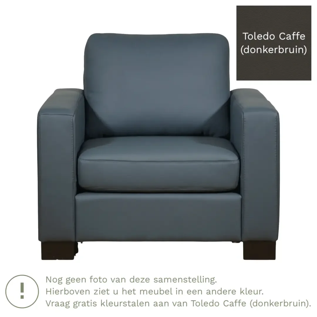 afbeelding van Leren fauteuil Energy - Toledo Caffe (donkerbruin) - Poten hout zwart