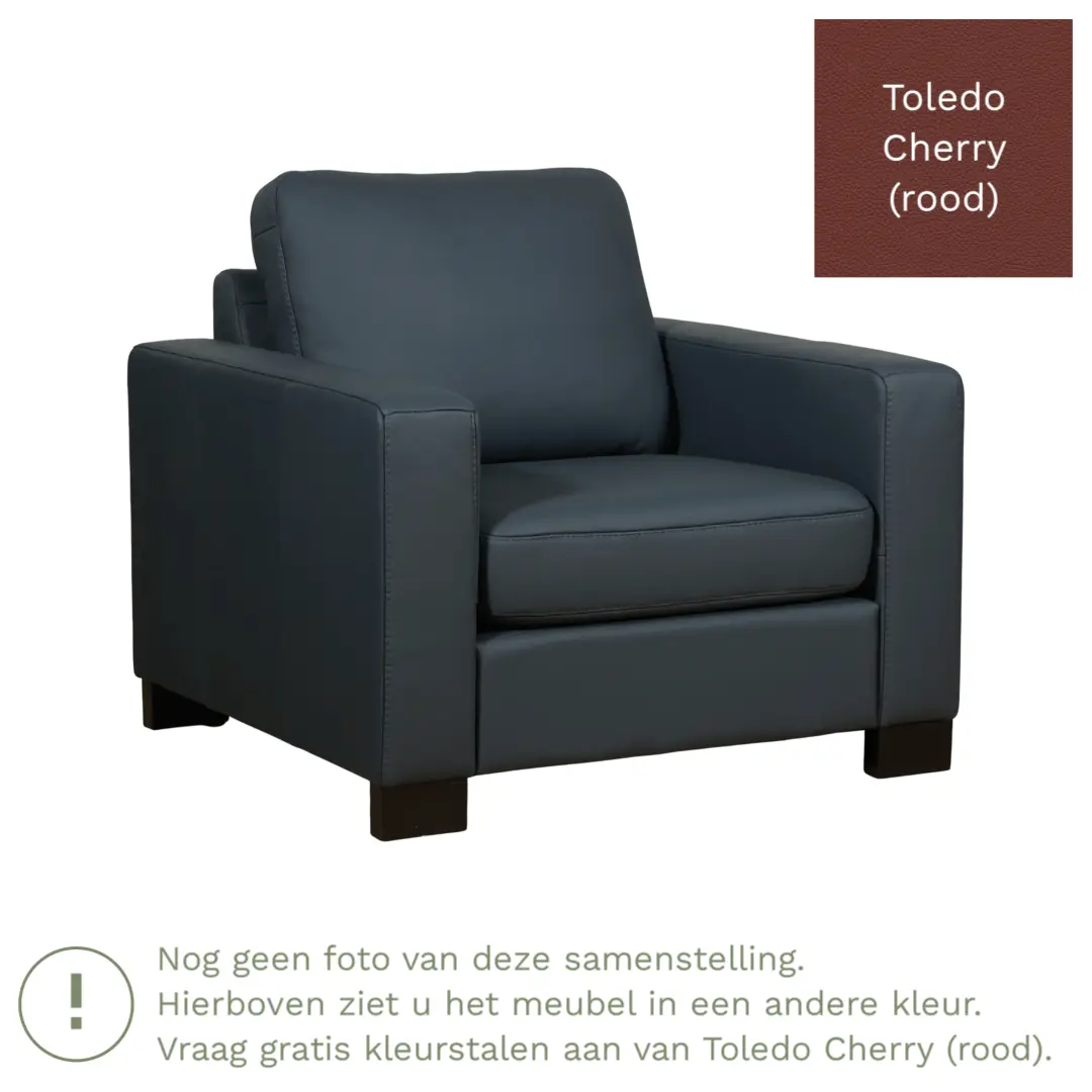 afbeelding van Leren fauteuil Energy - Toledo Cherry (rood) - Poten hout bruin