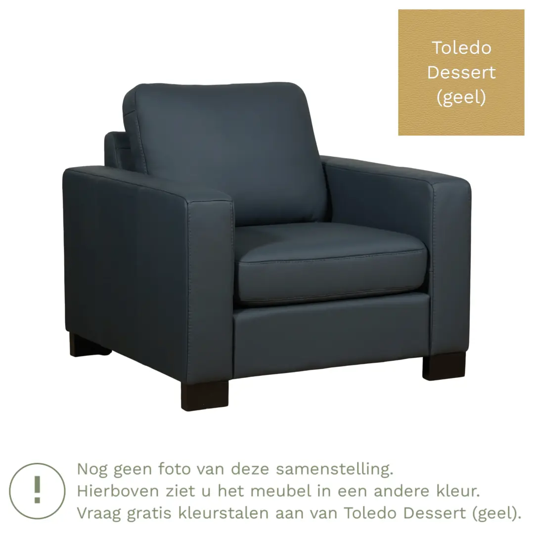 afbeelding van Leren fauteuil Energy - Toledo Dessert (geel) - Poten hout bruin