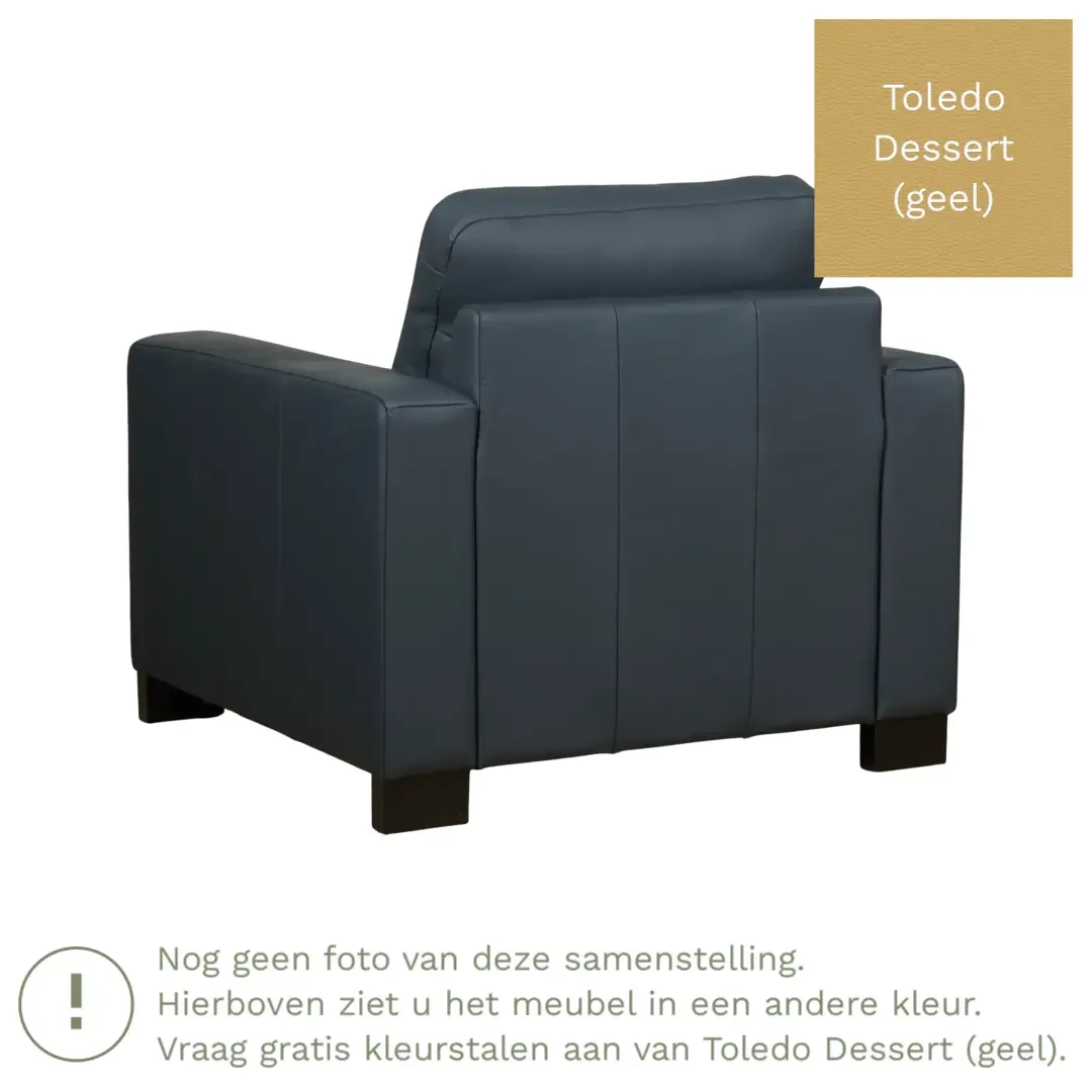 afbeelding van Leren fauteuil Energy - Toledo Dessert (geel) - Poten hout bruin