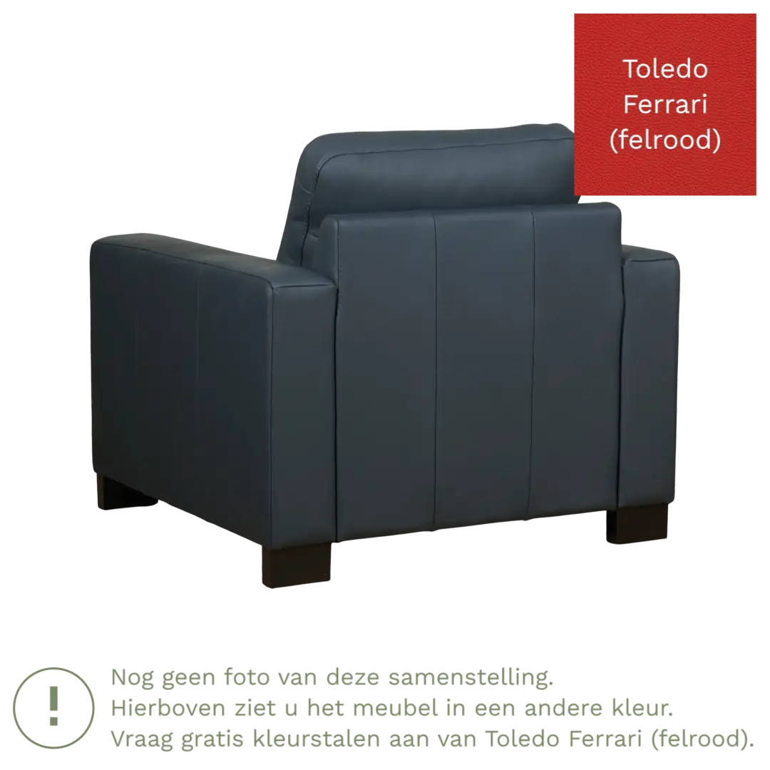 afbeelding van Leren fauteuil Energy - Toledo Ferrari (felrood) - Poten hout zwart