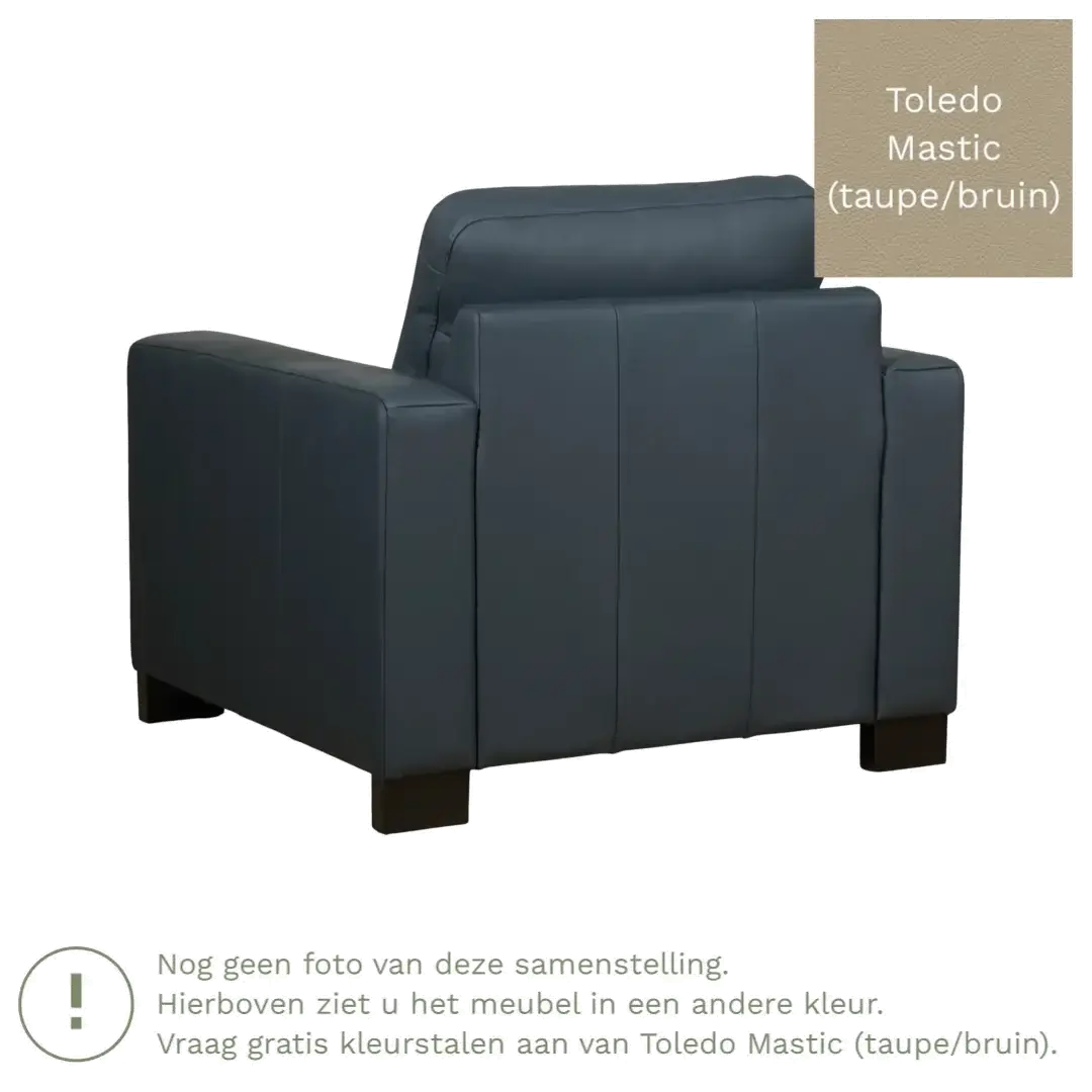afbeelding van Leren fauteuil Energy - Toledo Mastic (taupe/bruin) - Poten hout bruin