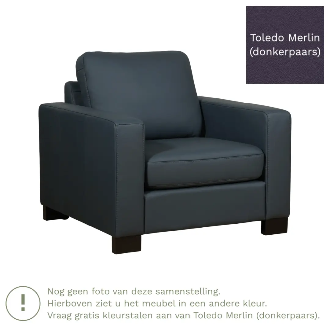 afbeelding van Leren fauteuil Energy - Toledo Merlin (donkerpaars) - Poten hout zwart