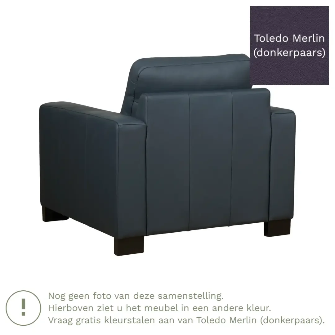 afbeelding van Leren fauteuil Energy - Toledo Merlin (donkerpaars) - Poten hout zwart