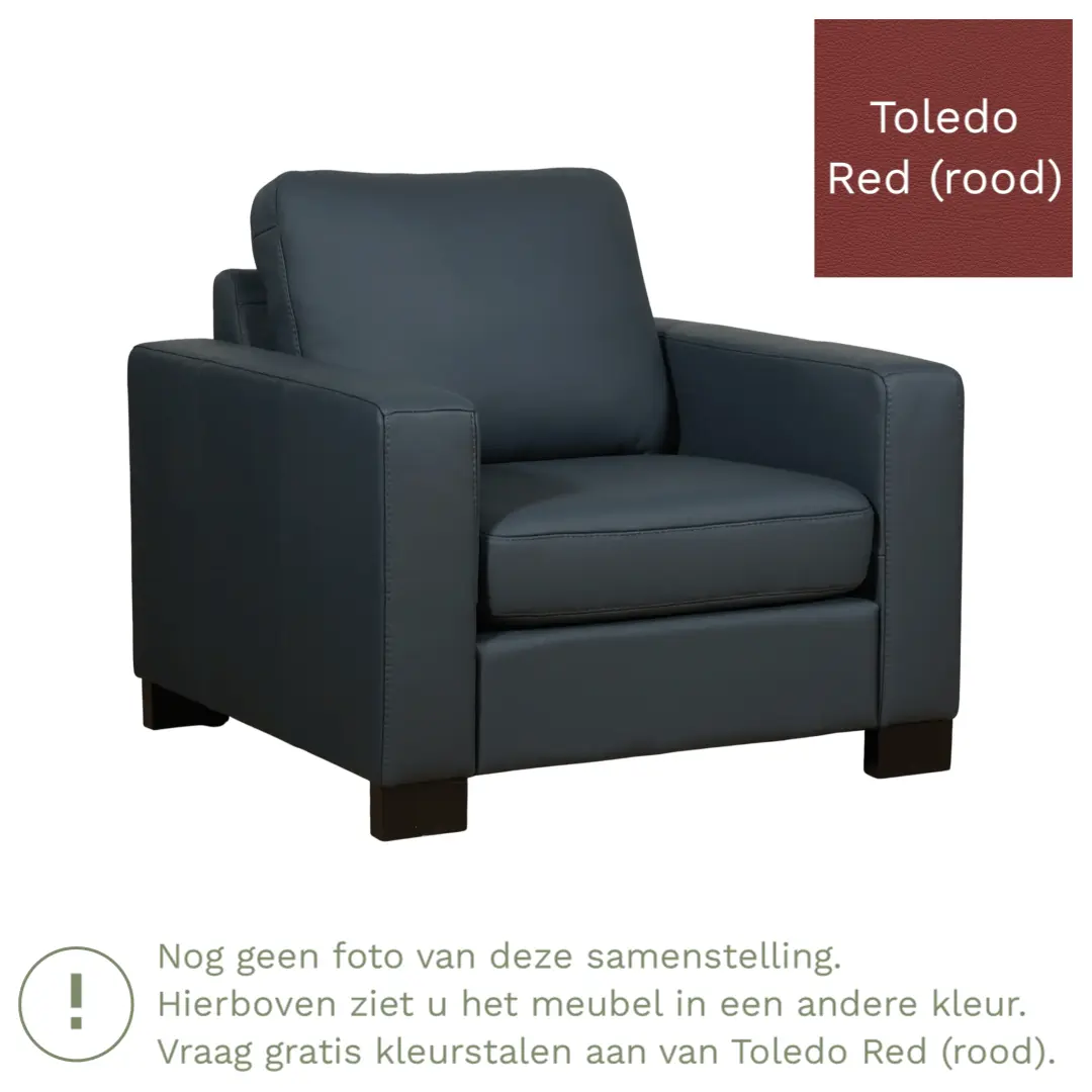 afbeelding van Leren fauteuil Energy - Toledo Red (rood) - Poten hout zwart