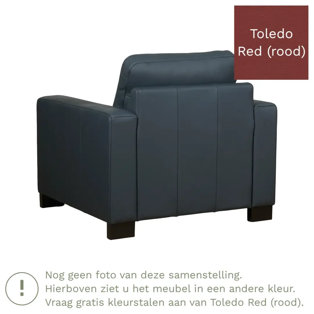 afbeelding van Leren fauteuil Energy - Toledo Red (rood) - Poten hout zwart