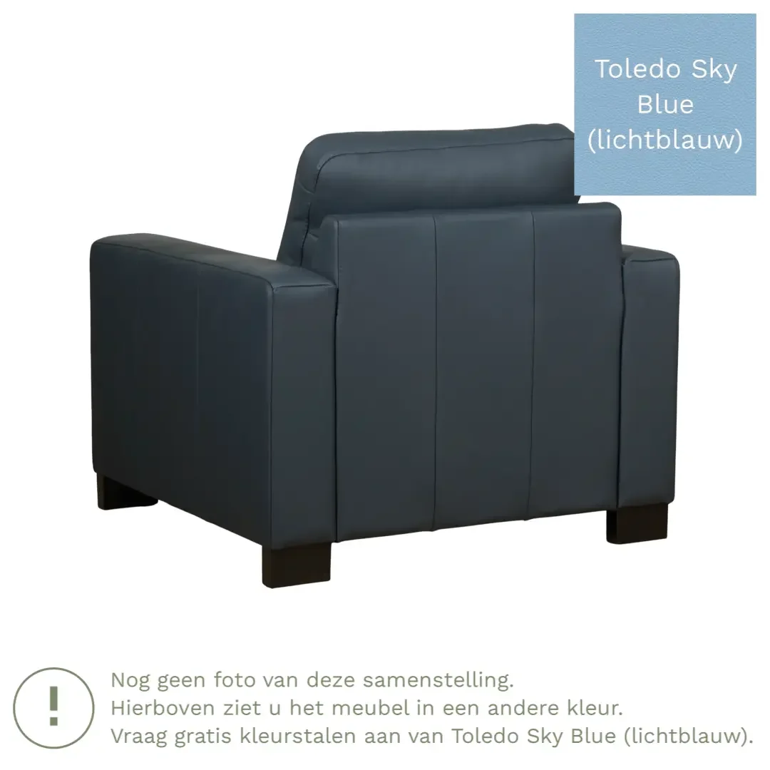 afbeelding van Leren fauteuil Energy - Toledo Sky Blue (lichtblauw) - Poten hout zwart
