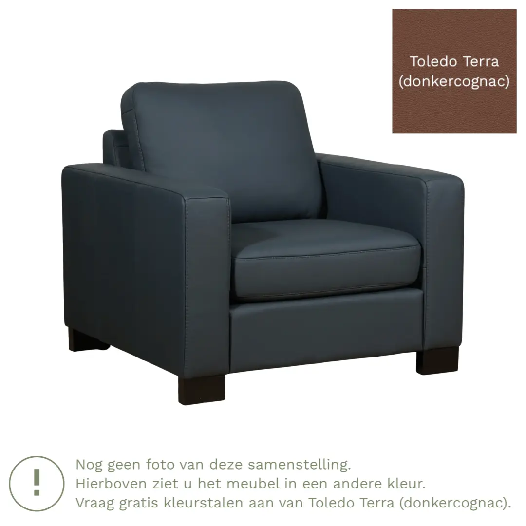 afbeelding van Leren fauteuil Energy - Toledo Terra (donkercognac) - Poten hout bruin