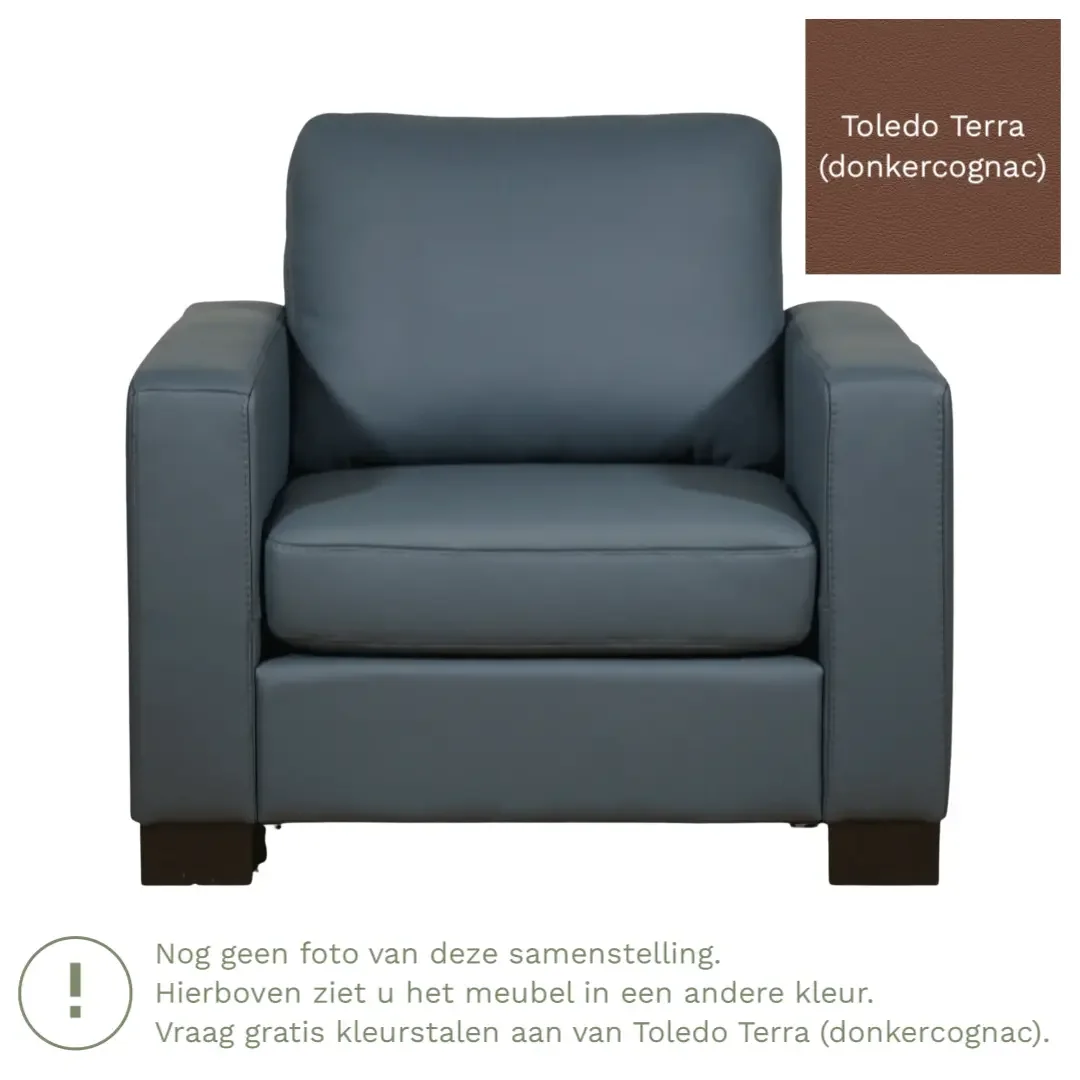 afbeelding van Leren fauteuil Energy - Toledo Terra (donkercognac) - Poten hout bruin