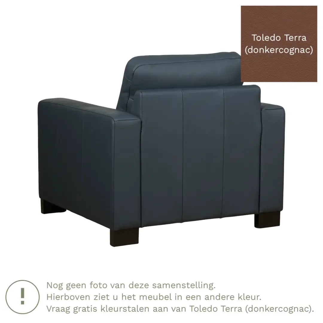 afbeelding van Leren fauteuil Energy - Toledo Terra (donkercognac) - Poten hout bruin