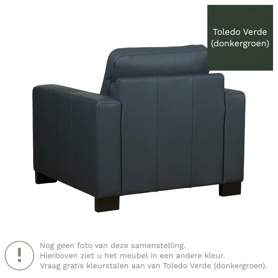 afbeelding van Leren fauteuil Energy - Toledo Verde (donkergroen) - Poten hout bruin