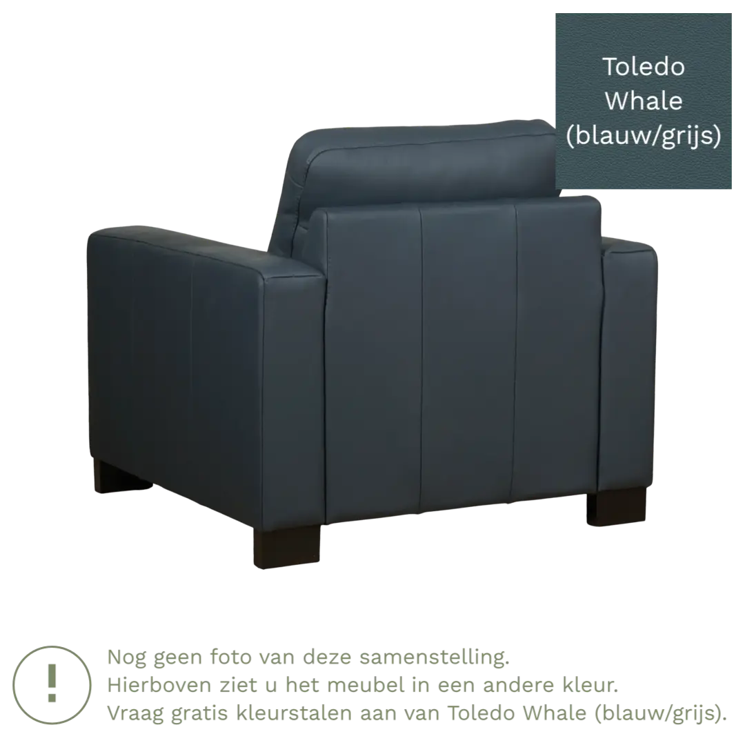 afbeelding van Leren fauteuil Energy - Toledo Whale (blauw/grijs) - Poten hout zwart